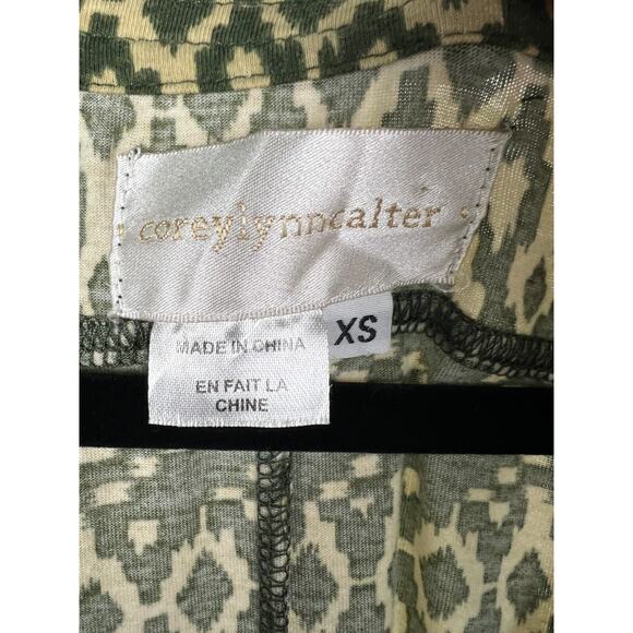 Corey Lynn Calter Short Sleeve Jumpsuit Size XS Green Tan Aztec Batik Summer - Picture 2 of 8